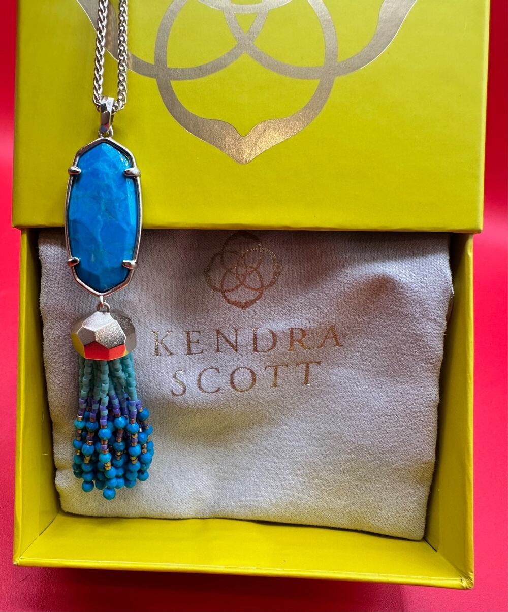 Kendra Scott Eva Tassel Pendant Blue Howlite Beaded Tassel Necklace